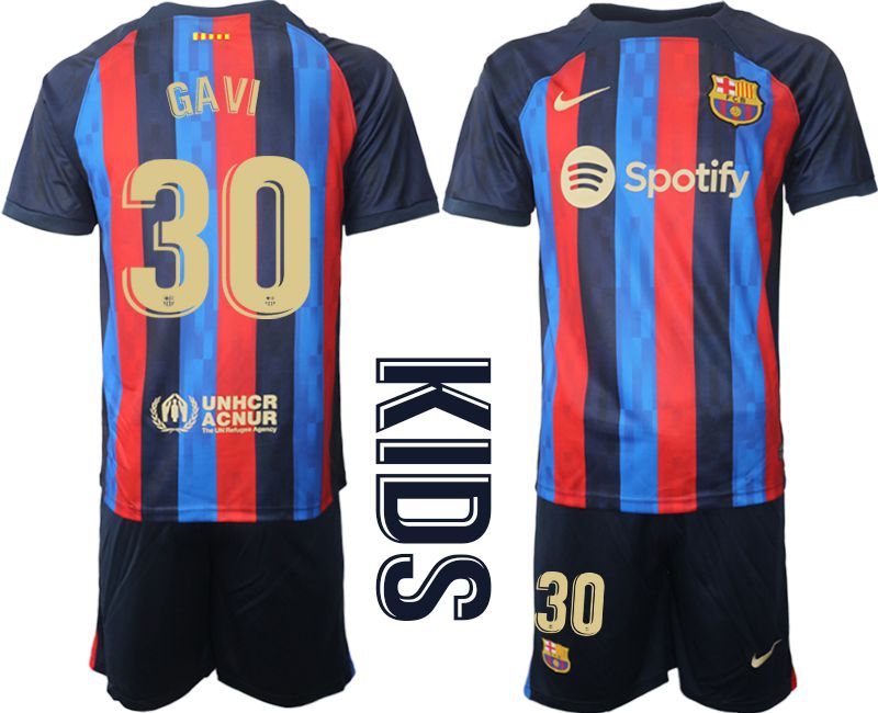 Youth 2022-2023 Club Barcelona home blue 30 Soccer Jersey